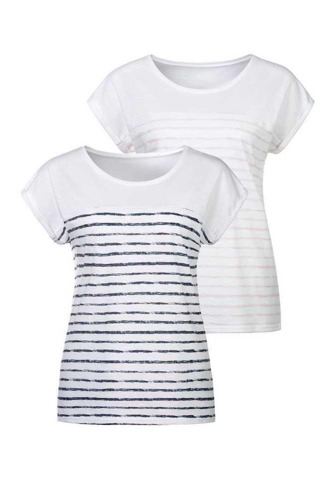 Beachtime T-Shirt mit Streifendesign (2er-Pack) aus weicher Baumwoll-Qualität von Beachtime