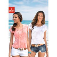 Witt Damen T-Shirt, apricot, weiß von Beachtime