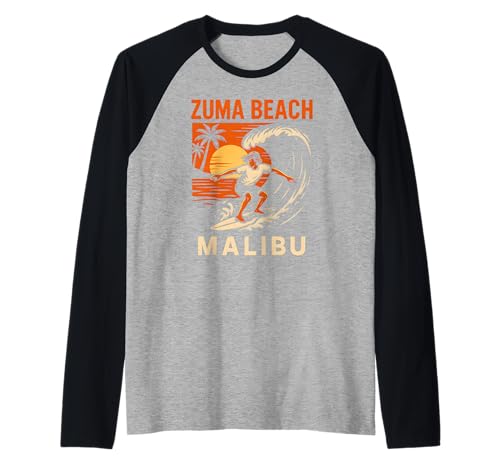 Malibu Skateboarding Zuma Beach Malibu Vintage Herren Beach Li Raglan Malibu Skateboarding Zuma Beach Malibu Vintage Herren Beach Li Raglan von Beachy Vibes Malibu Surfs Up Skateboarding Wear