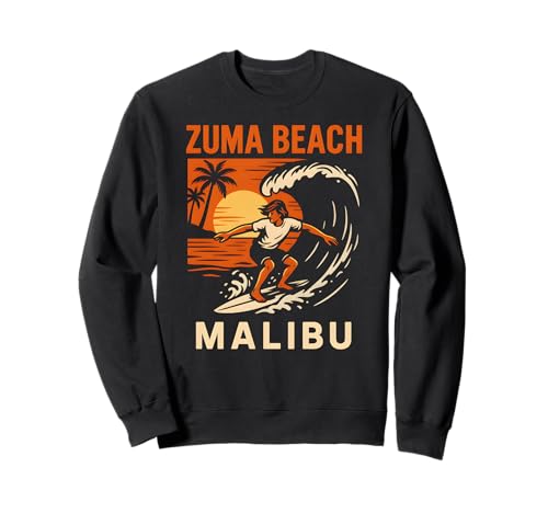 Malibu Skateboarding Zuma Beach Malibu Vintage Herren Beach Li Sweatshirt von Beachy Vibes Malibu Surfs Up Skateboarding Wear