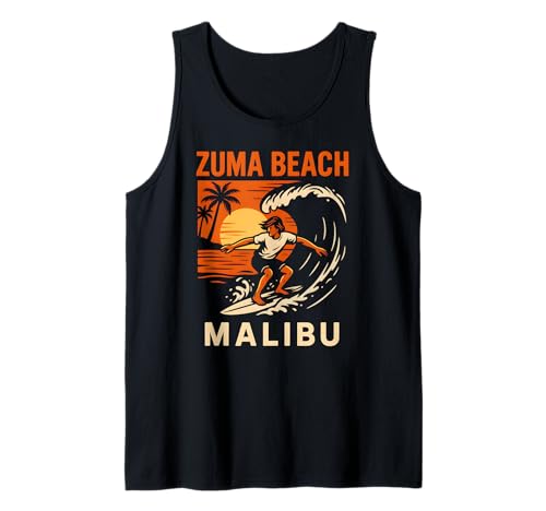 Malibu Skateboarding Zuma Beach Malibu Vintage Herren Beach Li Tank Top von Beachy Vibes Malibu Surfs Up Skateboarding Wear