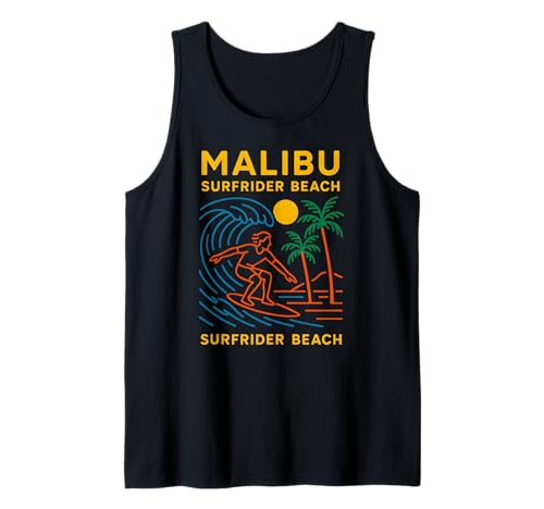 Malibu Surfrider Beach Vintage Herren Surfs Up Tank Top von Beachy Vibes Malibu Surfs Up Skateboarding Wear