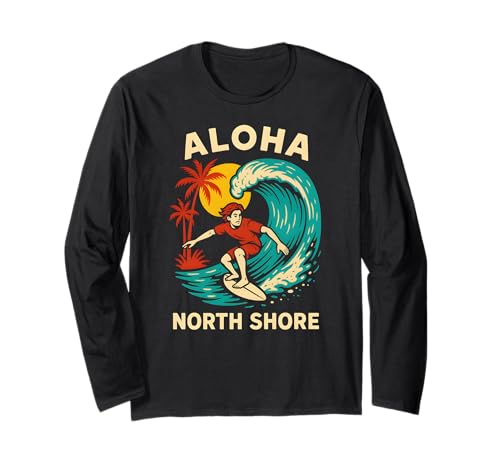Hawaii Surfer Aloha North Shore Vintage Herren Surfs Up Langarmshirt Hawaii Surfer Aloha North Shore Vintage Herren Surfs Up Langarmshirt von Beachy Vibes North Shore Surfs Up Skateboarding