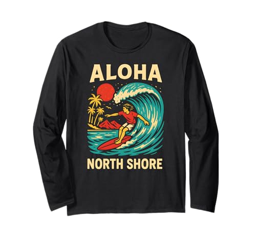 Hawaii Surfer Aloha North Shore Vintage Herren Surfs Up Langarmshirt Hawaii Surfer Aloha North Shore Vintage Herren Surfs Up Langarmshirt von Beachy Vibes North Shore Surfs Up Skateboarding