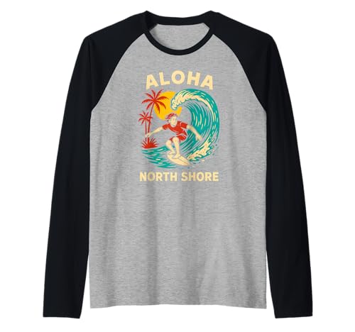 Hawaii Surfer Aloha North Shore Vintage Herren Surfs Up Raglan Hawaii Surfer Aloha North Shore Vintage Herren Surfs Up Raglan von Beachy Vibes North Shore Surfs Up Skateboarding