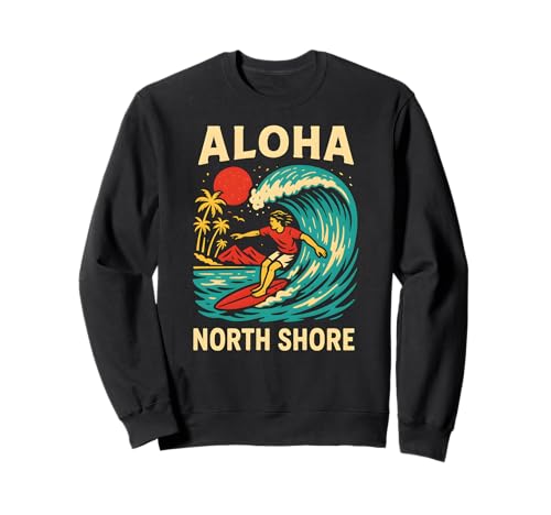 Hawaii Surfer Aloha North Shore Vintage Herren Surfs Up Sweatshirt Hawaii Surfer Aloha North Shore Vintage Herren Surfs Up Sweatshirt von Beachy Vibes North Shore Surfs Up Skateboarding
