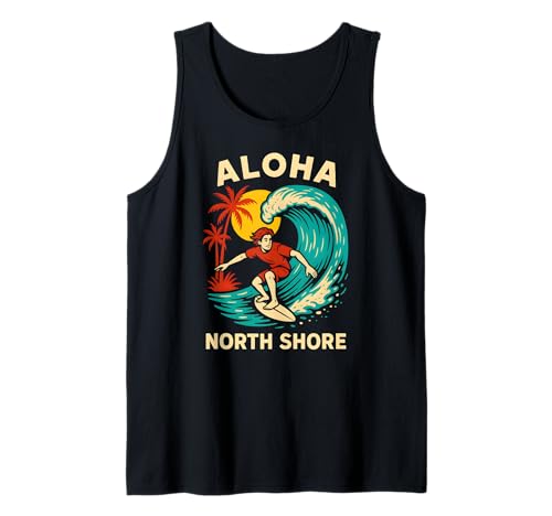 Hawaii Surfer Aloha North Shore Vintage Herren Surfs Up Tank Top von Beachy Vibes North Shore Surfs Up Skateboarding
