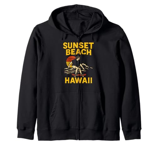North Shore Surf Sunset Beach Hawaii Vintage Herren Beach Life Kapuzenjacke von Beachy Vibes North Shore Surfs Up Skateboarding