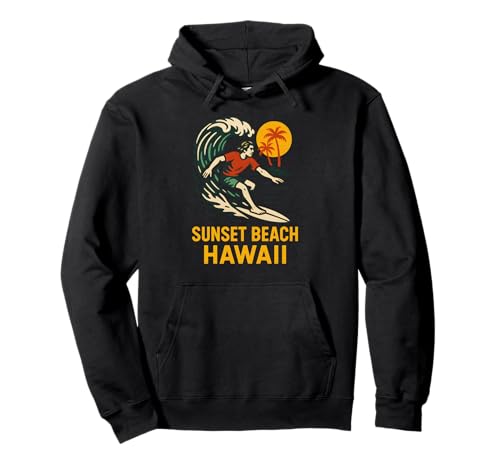 North Shore Surf Sunset Beach Hawaii Vintage Herren Beach Life Pullover Hoodie von Beachy Vibes North Shore Surfs Up Skateboarding