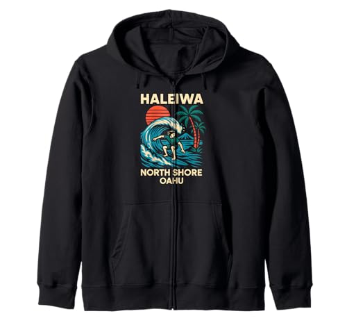 North Shore Surfen Haleiwa Oahu Vintage Herren Surfs Up Kapuzenjacke von Beachy Vibes North Shore Surfs Up Skateboarding