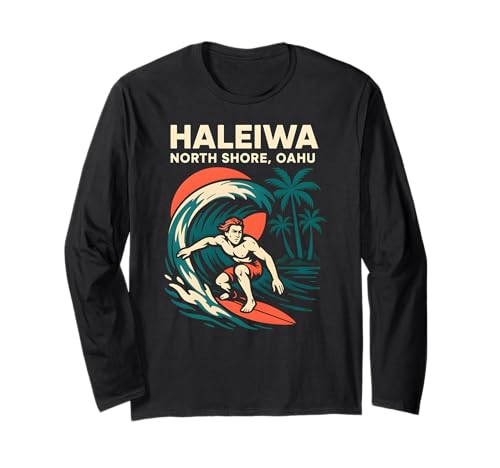 North Shore Surfen Haleiwa Oahu Vintage Herren Surfs Up Langarmshirt North Shore Surfen Haleiwa Oahu Vintage Herren Surfs Up Langarmshirt von Beachy Vibes North Shore Surfs Up Skateboarding