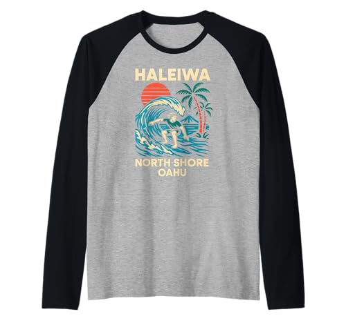 North Shore Surfen Haleiwa Oahu Vintage Herren Surfs Up Raglan North Shore Surfen Haleiwa Oahu Vintage Herren Surfs Up Raglan von Beachy Vibes North Shore Surfs Up Skateboarding