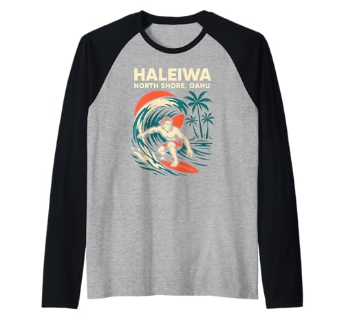 North Shore Surfen Haleiwa Oahu Vintage Herren Surfs Up Raglan North Shore Surfen Haleiwa Oahu Vintage Herren Surfs Up Raglan von Beachy Vibes North Shore Surfs Up Skateboarding