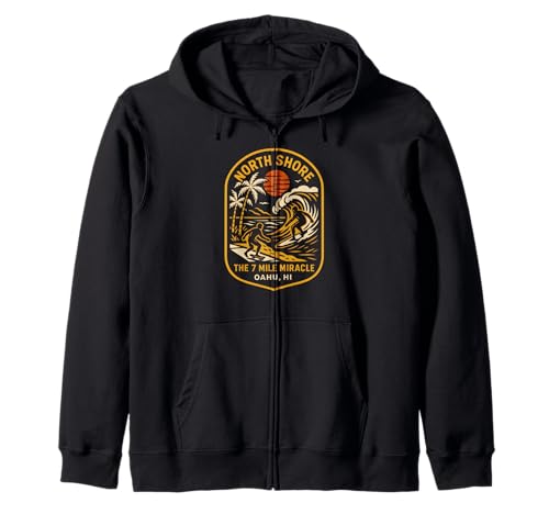 North Shore Surfing The 7 Mile Miracle Vintage Herren Beach Li Kapuzenjacke von Beachy Vibes North Shore Surfs Up Skateboarding