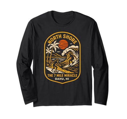 North Shore Surfing The 7 Mile Miracle Vintage Herren Beach Li Langarmshirt North Shore Surfing The 7 Mile Miracle Vintage Herren Beach Li Langarmshirt von Beachy Vibes North Shore Surfs Up Skateboarding