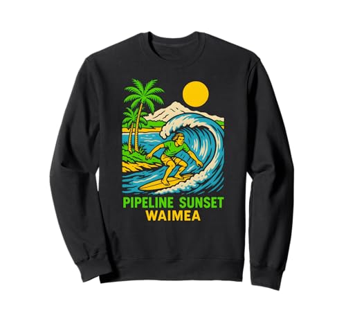 Oahu Hawaii Pipeline Sunset Retro Herren Surfs Up Sweatshirt Oahu Hawaii Pipeline Sunset Retro Herren Surfs Up Sweatshirt von Beachy Vibes North Shore Surfs Up Skateboarding
