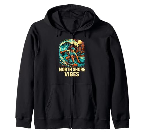Skateboarding North Shore Vibes Cool Herren Surfs Up Kapuzenjacke von Beachy Vibes North Shore Surfs Up Skateboarding