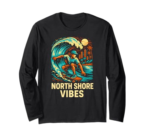 Skateboarding North Shore Vibes Cool Herren Surfs Up Langarmshirt Skateboarding North Shore Vibes Cool Herren Surfs Up Langarmshirt von Beachy Vibes North Shore Surfs Up Skateboarding