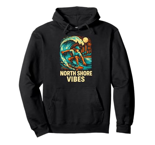 Skateboarding North Shore Vibes Cool Herren Surfs Up Pullover Hoodie von Beachy Vibes North Shore Surfs Up Skateboarding