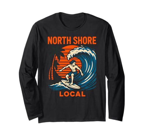 Surfen North Shore Local Vintage Herren Beach Life Langarmshirt Surfen North Shore Local Vintage Herren Beach Life Langarmshirt von Beachy Vibes North Shore Surfs Up Skateboarding