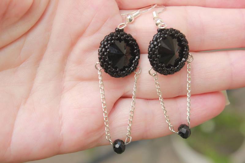 Ohrringe. Schwarze Ohrringe Mit Perlen, Gothic Ohrringe, Kette Goth Schmuck, Steampunk Schwarzer Schmuck Für Sie, Selbstgeschenk Ohrringe. Schwarze Ohrringe Mit Perlen, Gothic Ohrringe, Kette Goth Schmuck, Steampunk Schwarzer Schmuck Für Sie, Selbstgeschenk von BeadCreativityByOlia