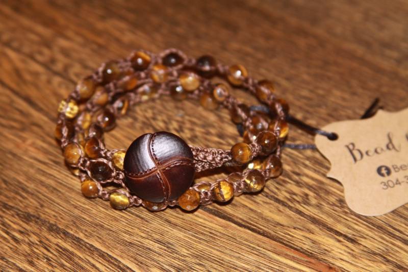 Tigerauge Mit Lederlook Knopf von BeadGirlArt