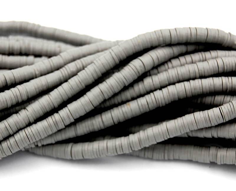 Flache Runde Handgemachte Polymer Clay Perle Spacers, Dunkelgrau, 6 X 1 Mm von BeadGirlzBoutique