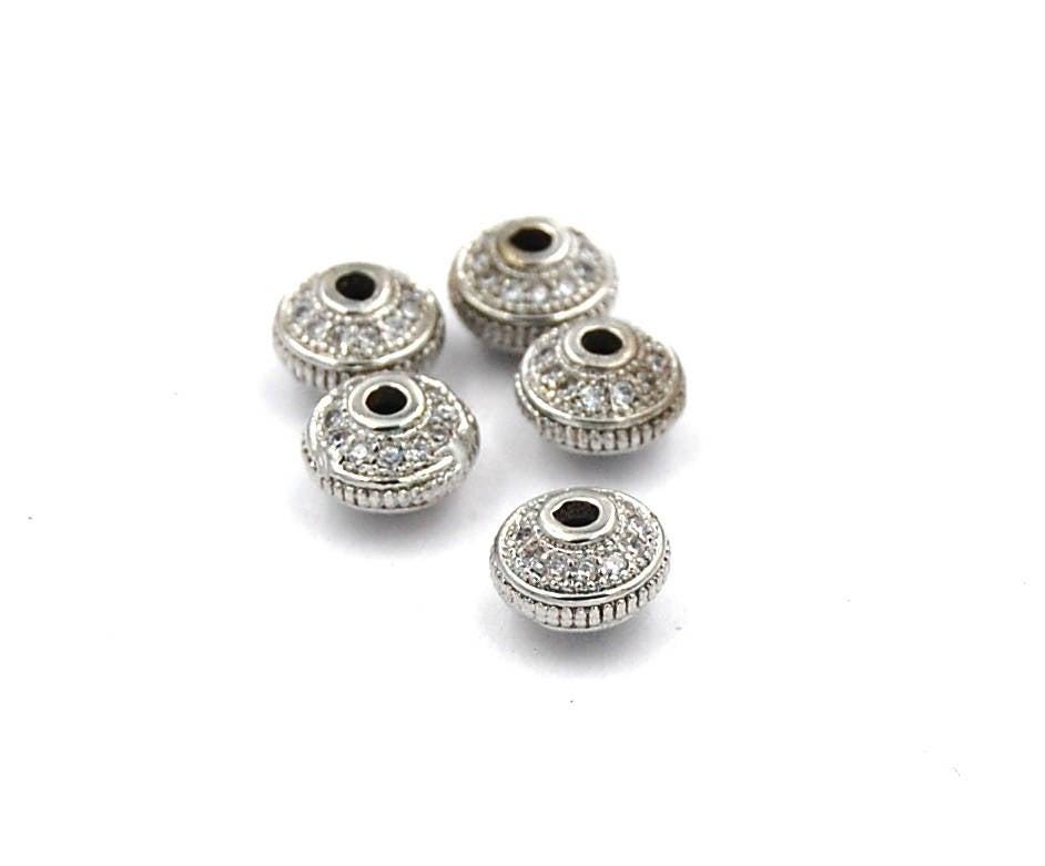 Klare Kristall Silberfarbene Cubic Zirkonia Rondelle, 7x5 Mm Klare Kristall Silberfarbene Cubic Zirkonia Rondelle, 7x5 Mm von BeadGirlzBoutique