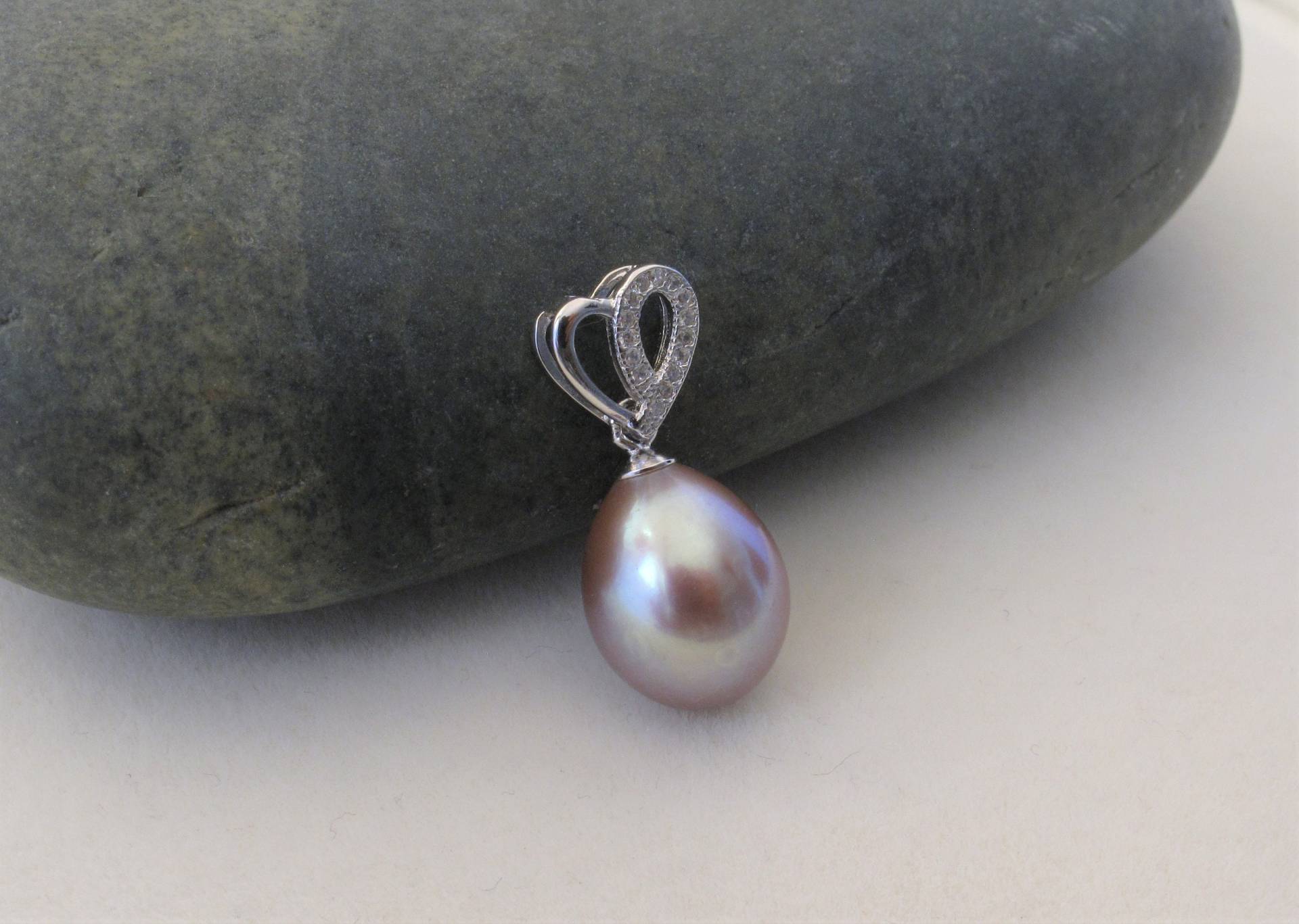 Echte Natürliche Süßwasserperle Anhänger 925 Sterling Silber Herz, Cubic Zirkonia Akzente, Schlichter Brautschmuck | 3031-Nk Echte Natürliche Süßwasserperle Anhänger 925 Sterling Silber Herz, Cubic Zirkonia Akzente, Schlichter Brautschmuck | 3031-Nk von BeadHouseCo
