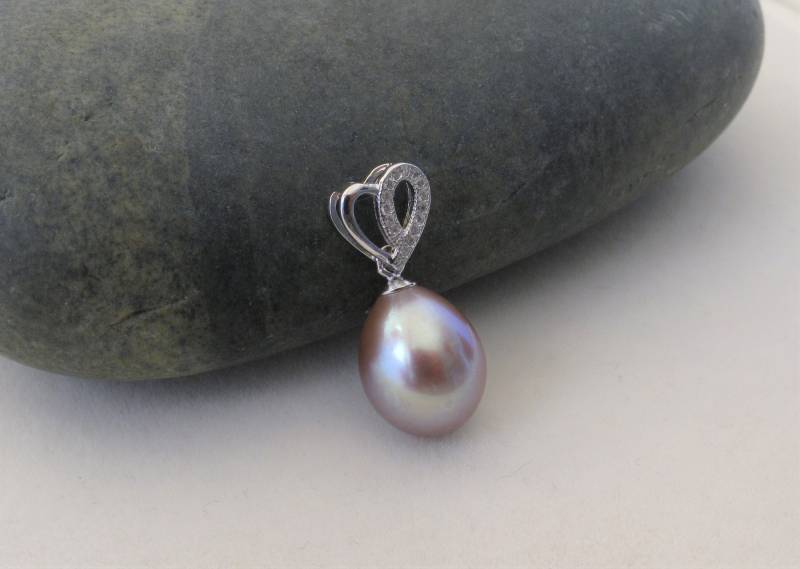 Echte Natürliche Süßwasserperle Anhänger 925 Sterling Silber Herz, Cubic Zirkonia Akzente, Schlichter Brautschmuck | 3031-Nk Echte Natürliche Süßwasserperle Anhänger 925 Sterling Silber Herz, Cubic Zirkonia Akzente, Schlichter Brautschmuck | 3031-Nk von BeadHouseCo