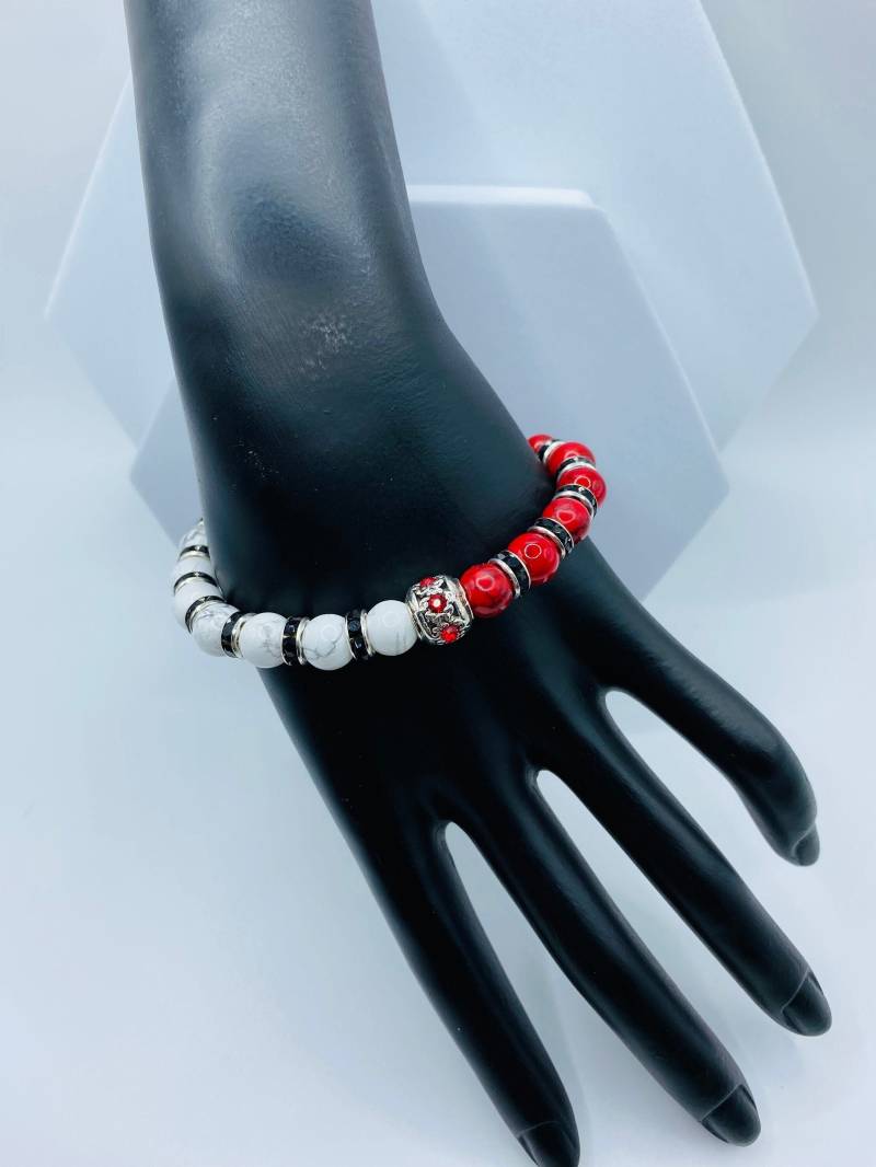 Handgemachtes Armband Mit Türkis Und Howlith Edelstein Perlen - Herren Damen von BeadLetsbyNatalie