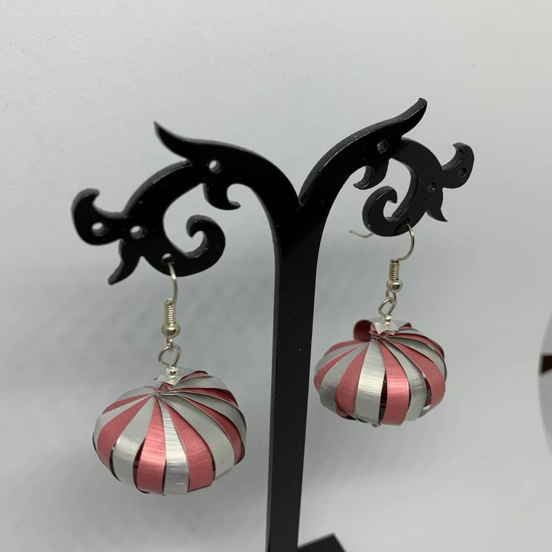 Kaffeekapsel Ohrringe Gedreht Rosa Silber - Upcycling Schmuck von BeadNes