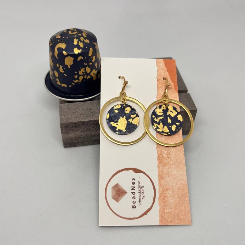 Kaffeekapsel Ohrringe "Kreis Gold Lila" von BeadNes