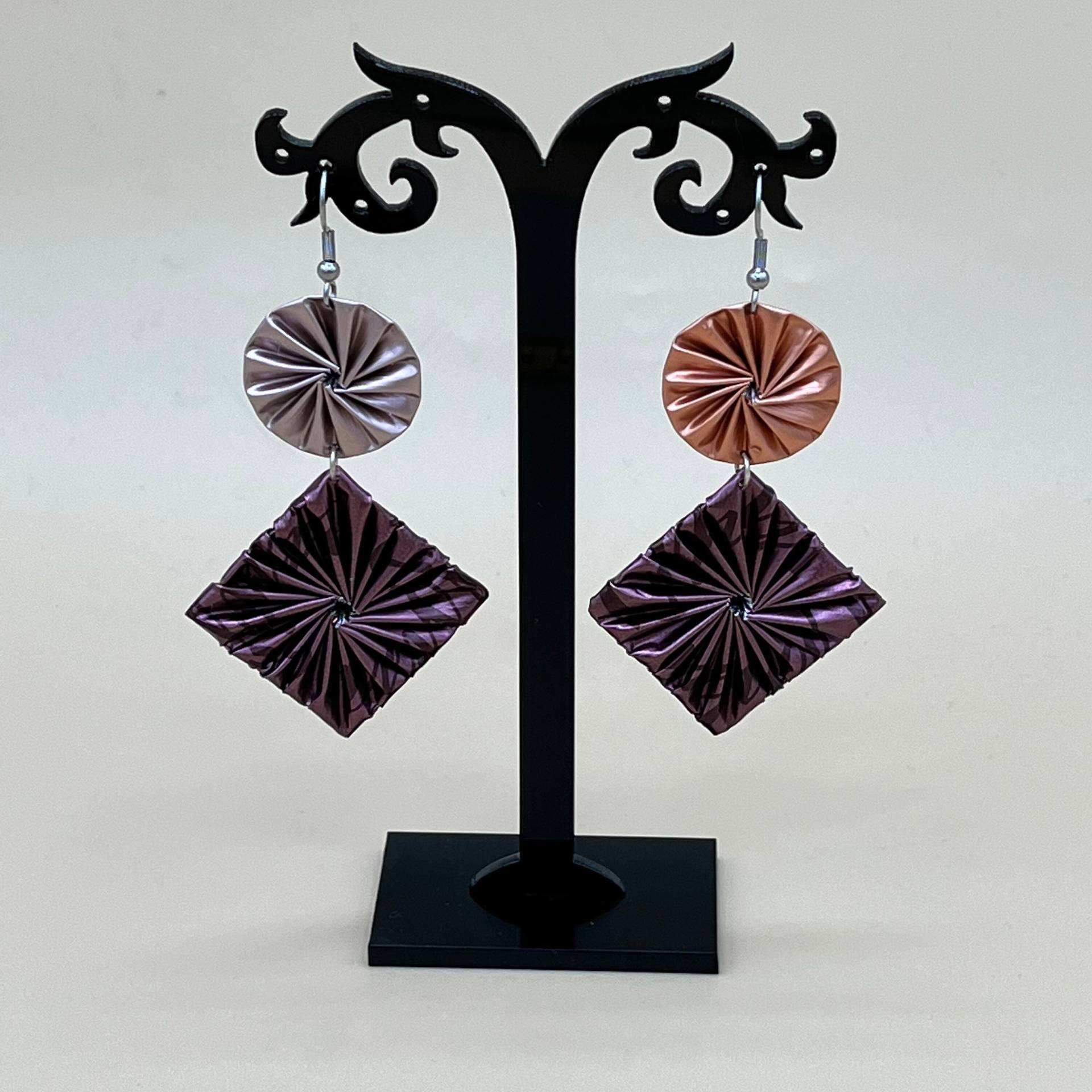 Kaffeekapsel Ohrringe - Statement Dunkellila Und Rosa von BeadNes