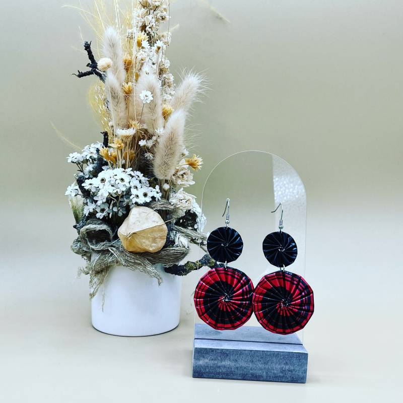 Kaffeekapsel Ohrringe - Statement Rot Und Schwarz von BeadNes