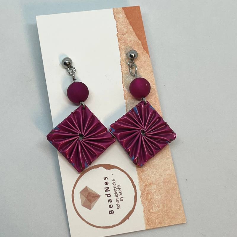 Ohrring Kaffeekapsel Pink Mit Polarisperle von BeadNes