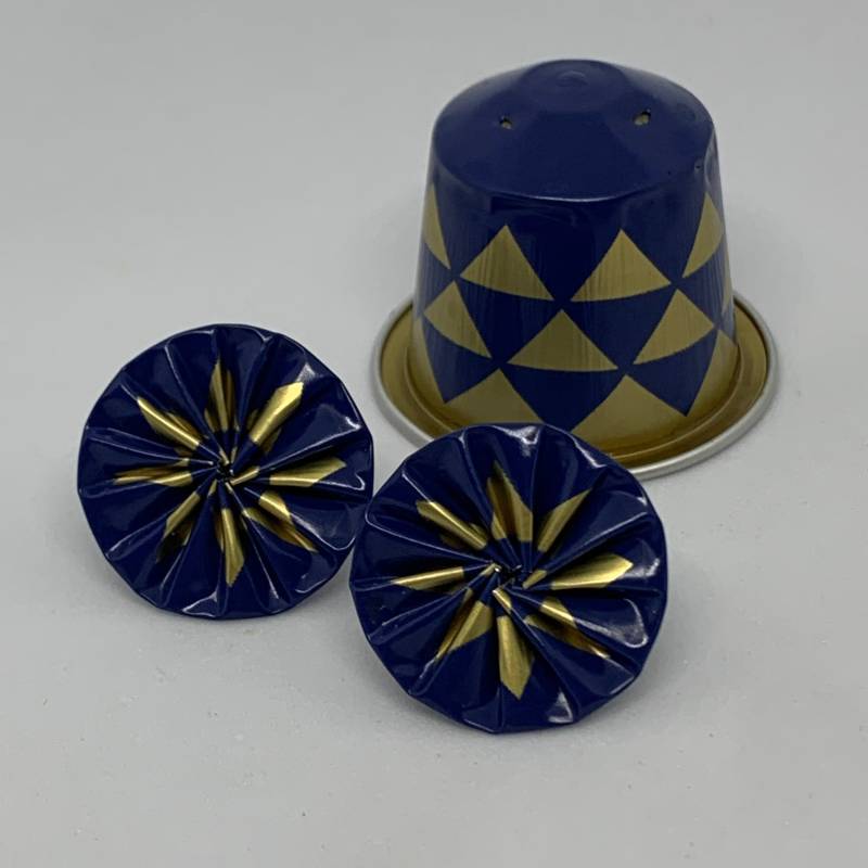 Ohrstecker Aus Kaffeekapseln Gedreht Blau Gold Sonderedition Ohrstecker Aus Kaffeekapseln Gedreht Blau Gold Sonderedition von BeadNes