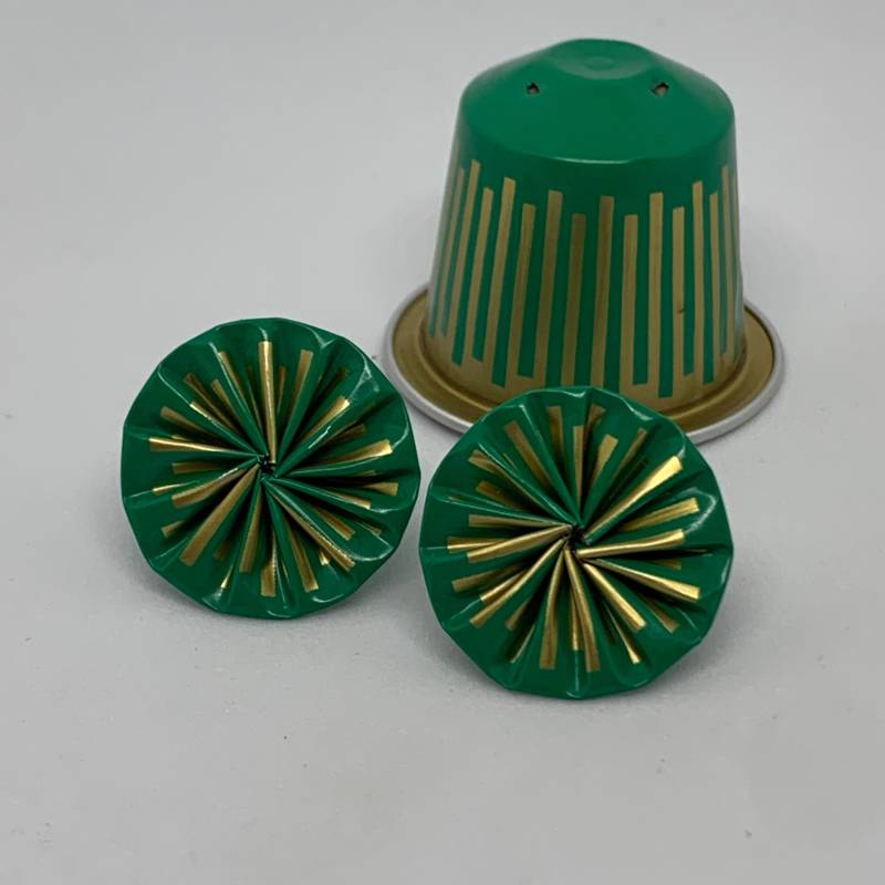 Ohrstecker Aus Kaffeekapseln Gedreht Grün Gold Sonderedition von BeadNes