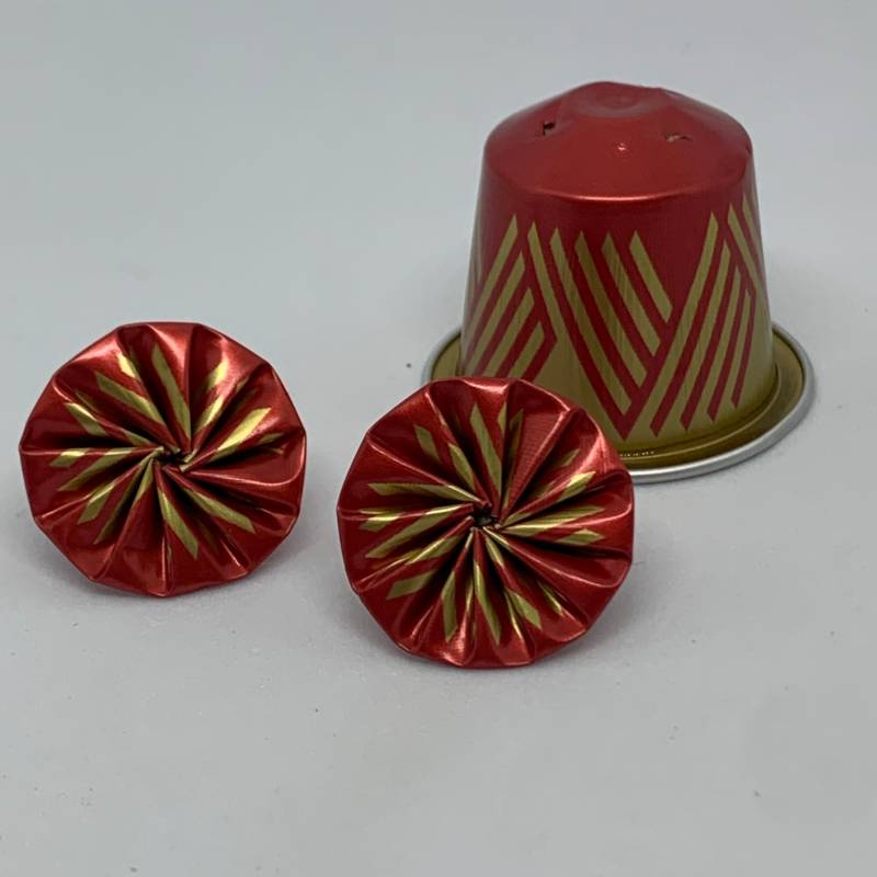 Ohrstecker Aus Kaffeekapseln Gedreht Rot Gold Sonderedition von BeadNes