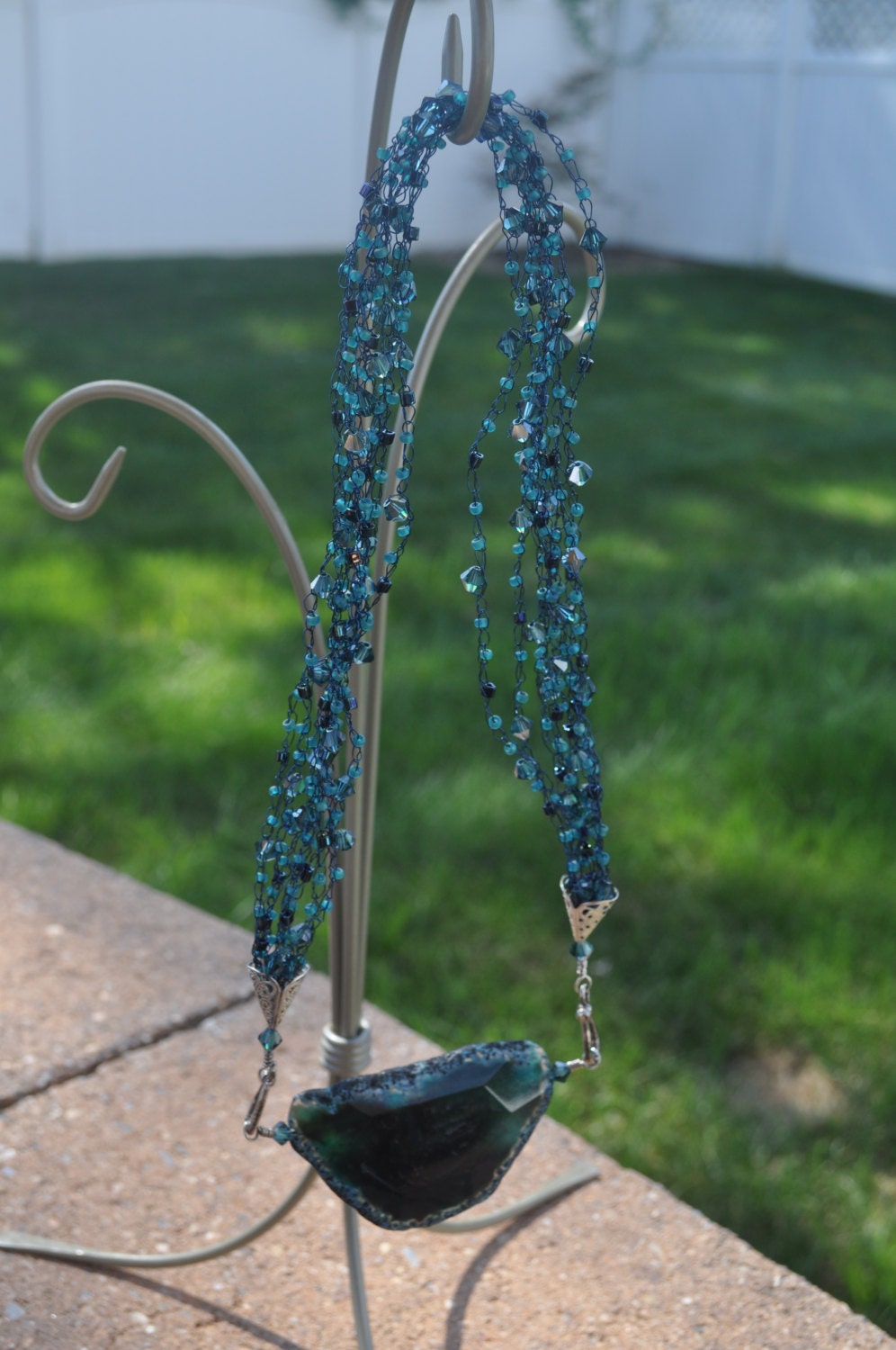 Azurblaue Meere Halskette von BeadOnAWireBoutique