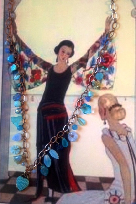 Vintage Treasure Halskette | Blue Supper Club Probe, Perlenkette, Benutzerdefinierte Halskette, Charm von BeadRee