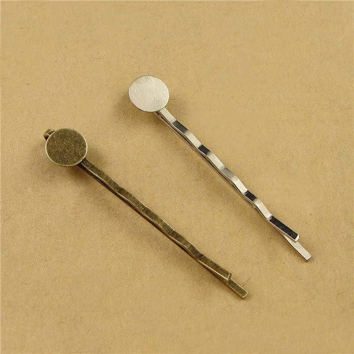 50 Stück/Packung Bobby Pin, Gewellte Haarspangen Mit 8 Mm Flachem Klebepad, Haarstäbe Für Die Schmuckherstellung von BeadSources