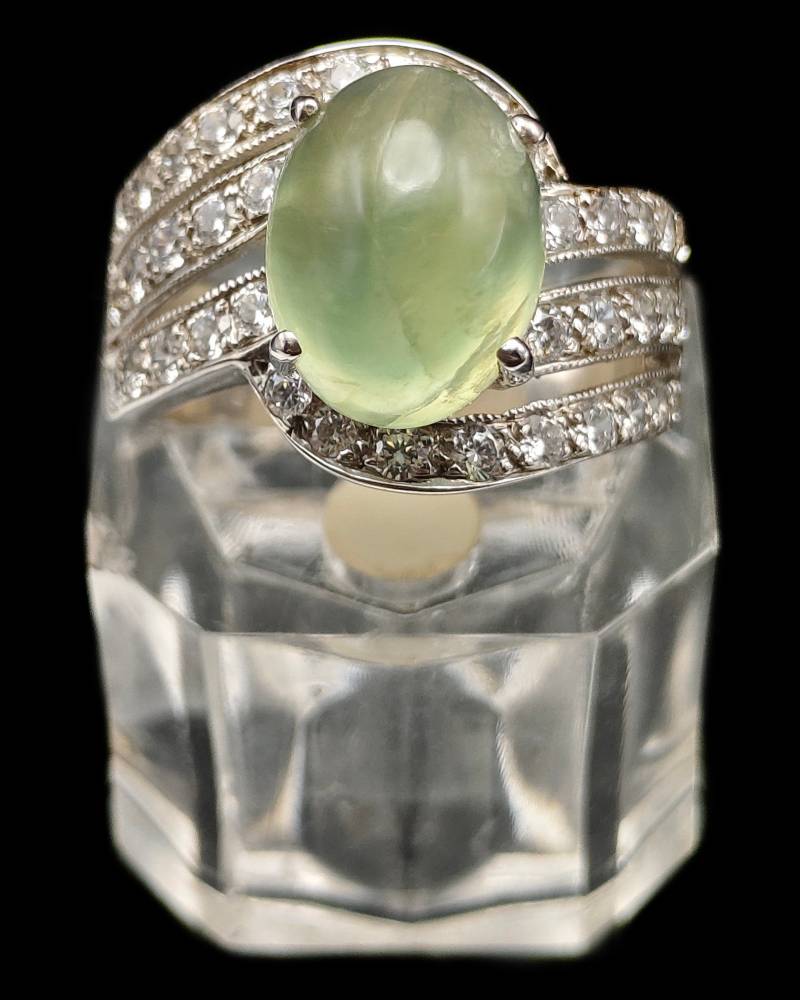 Wunderschöne Grün Jade Cz Diamant Sterling Silber Unisex Ring 8 Us #cp1195 von BeadTreasuresCo