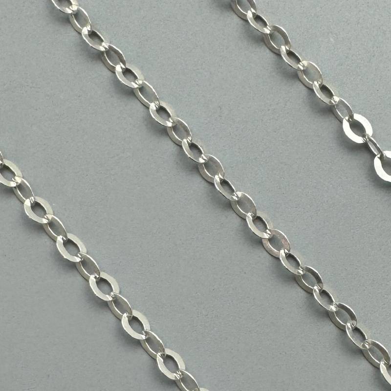 925 Sterling Silber Ketten, Unfertige Großketten, 2 Mm Flache Oval Kabelkette, Zarte Großhandel Schmuck Zubehör - Sku 101021 von BeadUnion