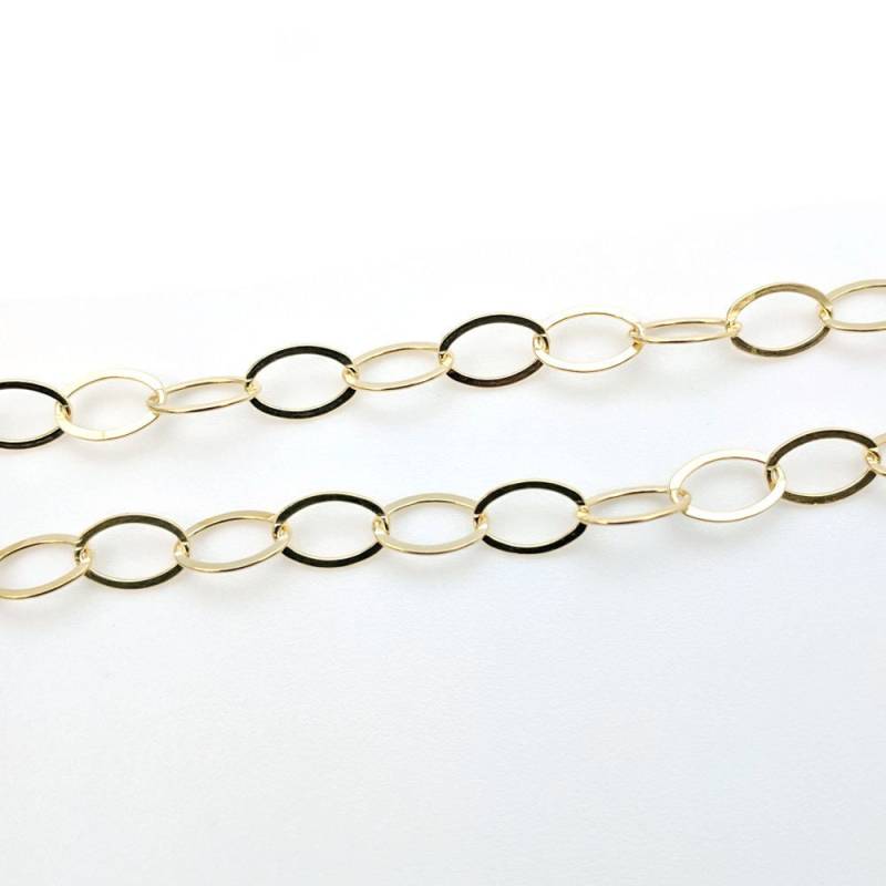 Gold Plated Sterling Silberkette - Große Flache Ovale Form 8, 5 Mm X 6Mm Chunky Silberarmband Armband | Alle Größen Sku 601010-Vm von BeadUnion