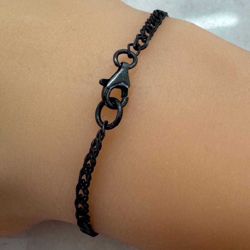 Oxidierte 925 Sterling Silber Doppel Panzer Kette-Halskette, Armband, Fußkettchen-Double Diamond Cut Link-7 Bis 36 Zoll von BeadUnion