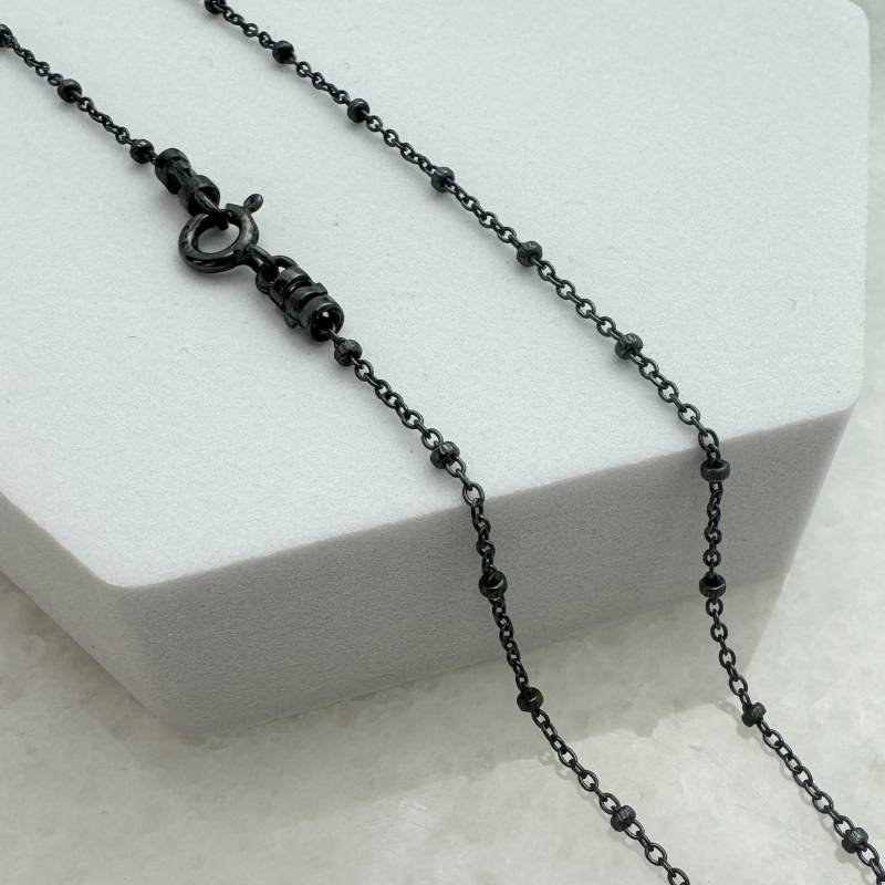 Oxidierte 925 Sterling Silber Kette-Sparkly Satelliten Halskette Kette-Oxidierte Satellit Kette-Perlen Kugel Kette-Alle Größen von BeadUnion