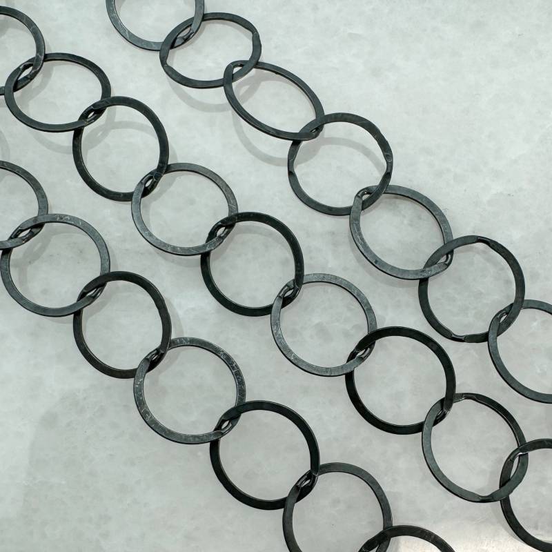 Oxidierte Sterling Silber Kette, Unfertige Großkette, 10mm Flache Kreis Kabelkette, Schmuckzubehör, Schmuck Kette-Sku 101032-Ox von BeadUnion