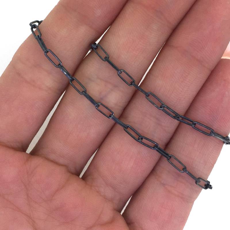 Oxidierte Sterlingsilberkette, Unfertige Masse, 2.5x6.5mm Rechteck-Kette, Lange Kasten-Kette, Oxidierte Massenketten Durch Den Fuß - Sku 101002-Ox von BeadUnion