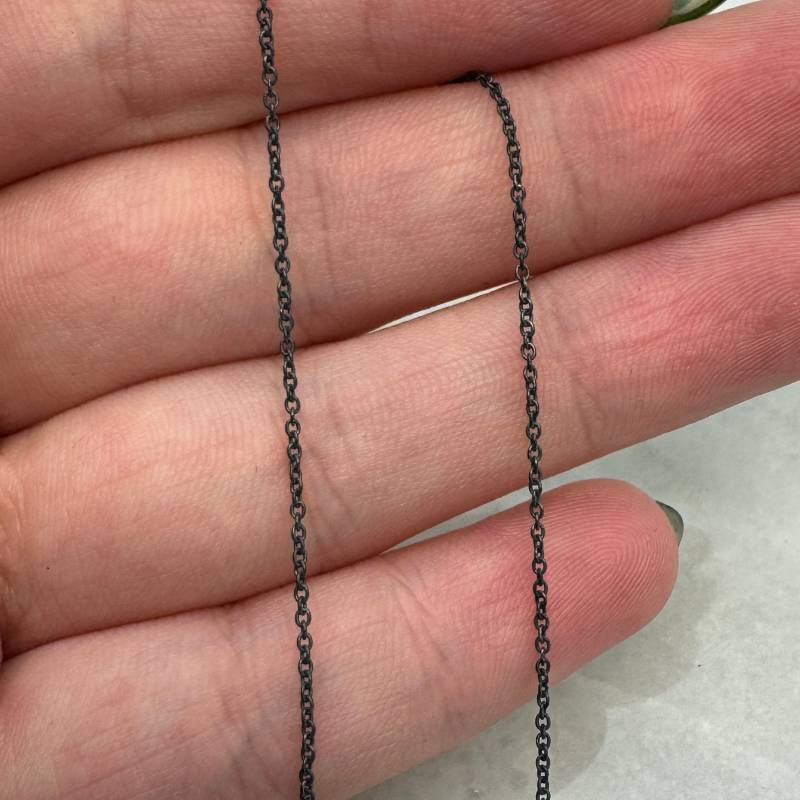 Oxidierte Sterlingsilberkette, Unfertige Schüttgutkette, 1 Mm Ovale Kabelkette, Schmuckgroßhandel, Zarte, Dauerhafte Ketten-Sku 101009-Ox von BeadUnion